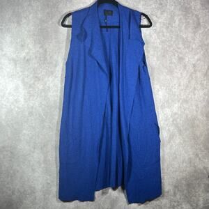 Q Neel Cardigan Sweater Womens Size‎ 6 Blue Wool Blend Sleeveless Open Front